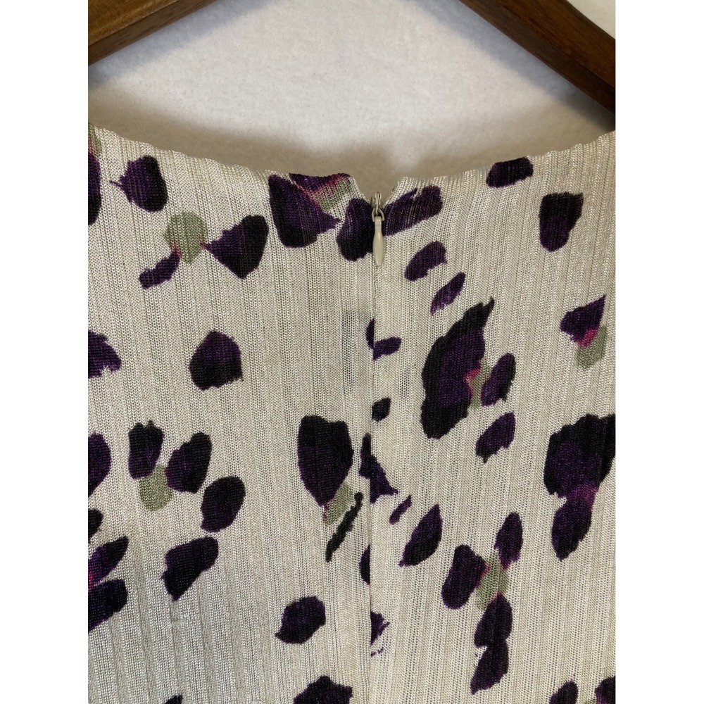 Whimsical Abstract Print Wrap Dress Women Size Small Cream Purple Handkerchief - Picture 9 of 11